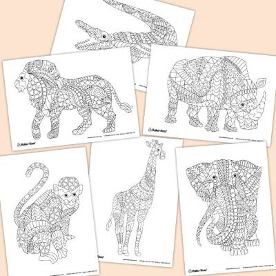 Jungle Animals Mindfulness Colouring Pictures craft activity