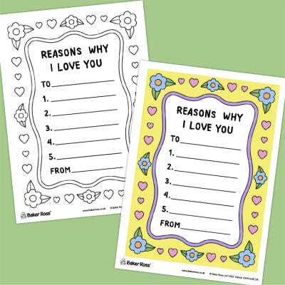 Reasons Why I Love You Printable craft activity