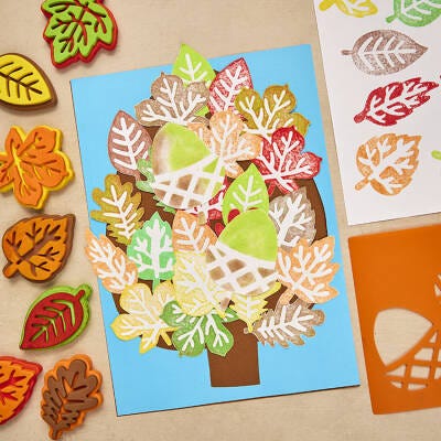 Leaf Stamp & Stencil Tree Project craft activity