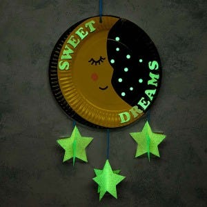 Glow In The Dark Sleepy Moon Mobile craft activity