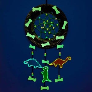 Glow In The Dark Dinosaur Dream Catcher craft activity