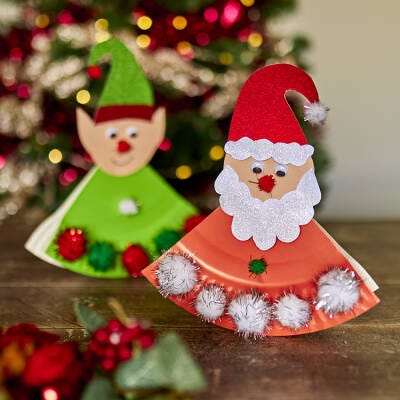 Rocking Paper Plate Santa and Elf craft activity