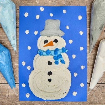 Puffy Painting Snowman craft activity