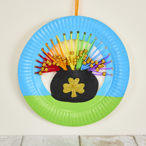 Pot of Gold Paper Plate Threading craft activity