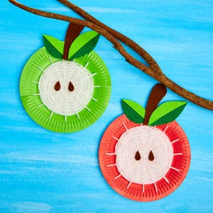 Paper Plate Apple Weaving craft activity