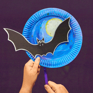 Interactive Paper Plate Bat craft activity