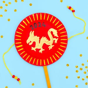 Dragon Paper Plate Drum craft activity