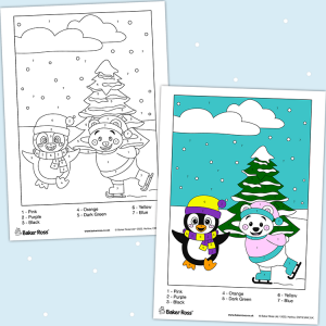 Winter Scene Colour By Numbers craft activity