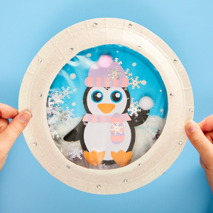 Paper Plate Snow Globe craft activity