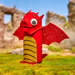 Cardboard Tube Red Dragon craft activity